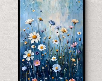 Watercolor Wildflower Wall Art Print, Soft Floral Botanical Painting, Minimalist Flower Decor, Cottagecore Nursery Art, Digital Download