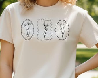 Decorative Wavy Frame Clipart, Vintage Label Outline Set, Minimal Border Shapes PNG SVG, Scrapbook Frame Design, Line art flowers,