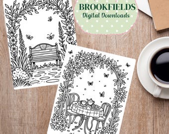 20 Gardens Flowers Coloring Pages,  Printable PDF for Adults and Kids, Instant Digital Download, Stress Relief Art, Fun DIY Activity Sheets