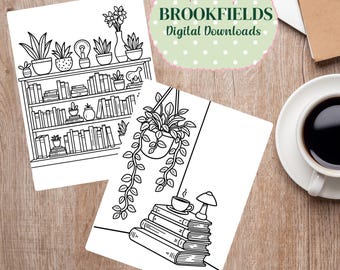 27 Books Coloring Pages,  Printable PDF for Adults and Kids, Instant Digital Download, Stress Relief Art, Fun DIY Activity Sheets