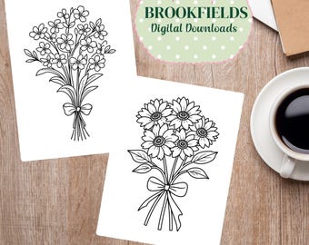 20 Flowers Coloring Pages,  Printable PDF for Adults and Kids, Instant Digital Download, Stress Relief Art, Fun DIY Activity Sheets