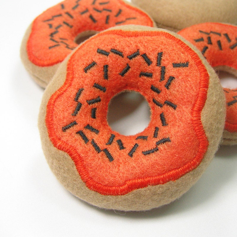 Pumpkin Frosted Donut with Black Sprinkles Organic Catnip Cat Toy