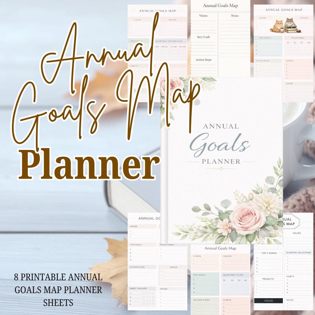 Annual Goals Planner PDF PNG | Yearly Goal Setting & Life Planning ...