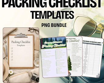 Packing Checklist Template, Travel Luggage Organizer (PDF PNG Download)