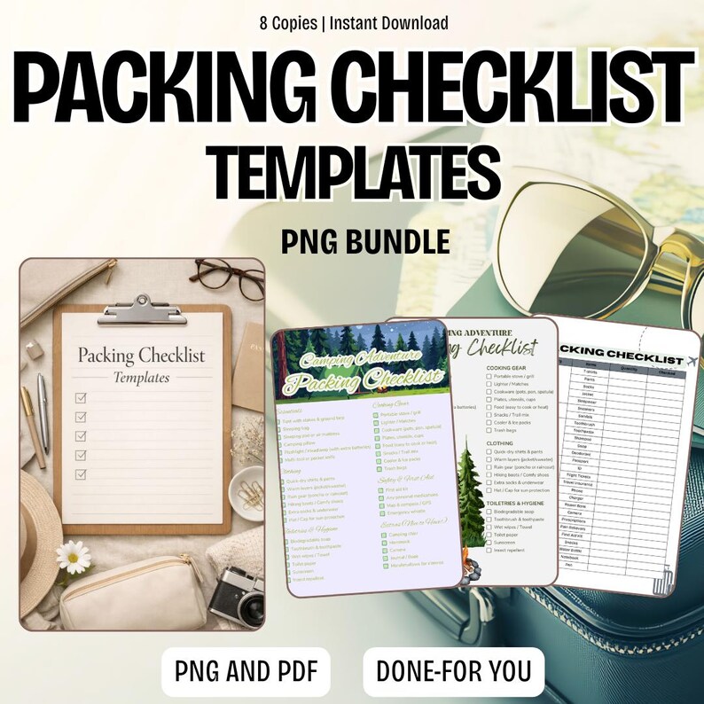Packing Checklist Template PDF PNG Travel Packing List & Luggage ...