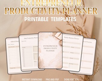 Entrepreneur Productivity Planner | Business Management Daily Routine Checklist (PDF PNG)