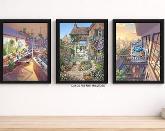 Kanto Starters Extended Art Frame | Bulbasaur Charmander Squirtle 151 (Wood Frame)