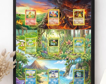 9-Card Display Frame for Base Set Evolutions | Kanto Starters Gallery Showcase | Accessory for Pokemon TCG