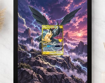 Pikachu & Zekrom GX 33 Extended Art Display Frame | Pokemon Card Display Case | 30th Celebration Graded Slab Holder | 8x10 or 5x7 |