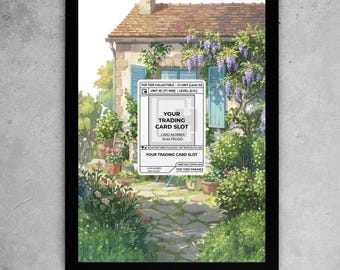 Secret Cottage Frame | Card 044 Art Display | Wisteria Garden Theme | Floral Countryside Art | Magnetic Case PSA Slab | 8x10 5x7