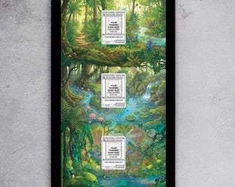 Triple Vertical Frame | Forest Evolution Art | #198/165 #167/165 #166/165 | Extended Art Display | Magnetic Case PSA Slab | 8.5x14 11x22