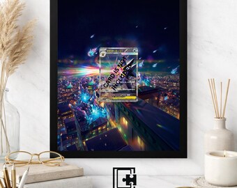 Art Display Frame for Mega Starmie ex | Cosmic City Skyline | Accessory for Pokémon TCG