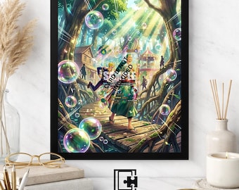 Art Display Frame for Roronoa Zoro | Bubble Forest Gallery Showcase | Accessory for One Piece TCG