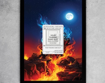 Azure Flame Frame | Blue Fire Dragon Art Display | #125/094 Collection Case | Volcanic Night | Magnetic PSA Slab | 8x10 5x7 Extended Art