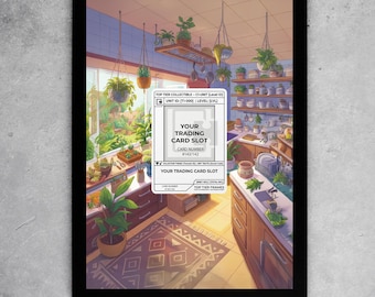 Cozy Kitchen Frame | Card 143/142 Art Display | Botanical Greenhouse Theme | Aesthetic Home Decor | Magnetic Case PSA Slab | 8x10 5x7