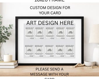 Benutzerdefinierter Trading Card Display Frame | Personalisierter erweiterter Kunsthintergrund | Coupons TKG Hülle |Rohkarten, Magnethülle, PSA Platte |16x 20