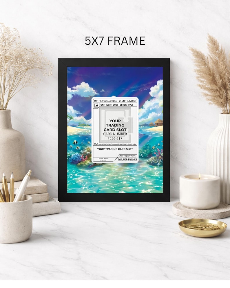 Tropical Paradise Frame | Card 226 Art Display | Aquatic Reef Theme | Deep Sea Art Case | Magnetic Case PSA Slab | 8x10 5x7 Extended Art 5 x 7 Inches