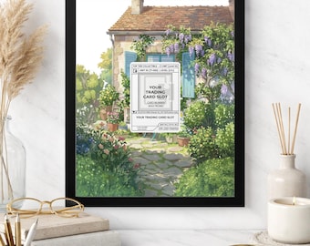 Secret Cottage Frame | Card 044 Art Display | Wisteria Garden Theme | Floral Countryside Art | Magnetic Case PSA Slab | 8x10 5x7
