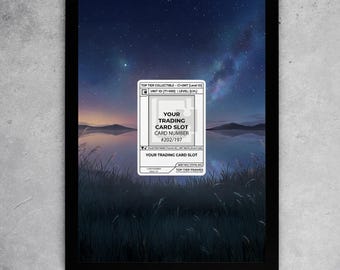 Starlit Lake Frame | Card 202 Art Display | Night Sky Galaxy Theme | Moonlight Mirror Art | Magnetic Case PSA Slab | 8x10 5x7 Extended Art