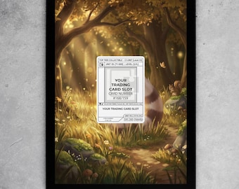 Autumn Forest Friend Display | Long-Tail Art Frame | #168/159 Collection Case | Cozy Woodland Art | Magnetic PSA Slab | 8x10 5x7 Ext. Art