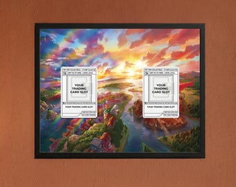 Marco 203/191, 239/191 / Arte extendido del Dragón Jet Rojo y Azul / Exhibidor de puesta de sol de 2 tarjetas / Estuche magnético PSA Slab / Fondo personalizado de 10x8