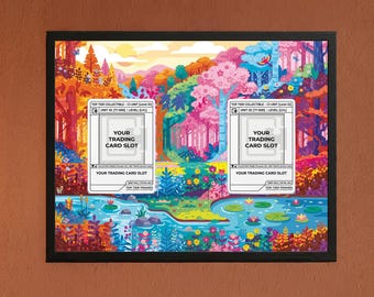 Custom Fan Art Frame for 165/162 & 166/162 | Seasonal Deer Line Extended Art | 2-Card Premium 8x10 Backdrop Case and Slabs
