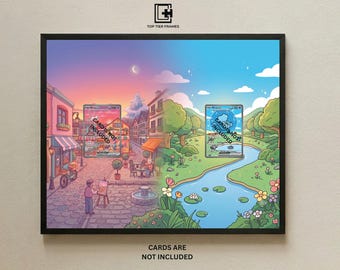 Art Display Frame for Mew ex Dual Set | Town & Nature Gallery Showcase | Accessory for Pokémon TCG