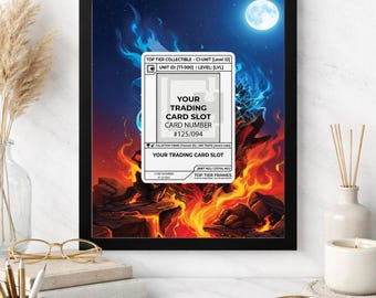 Azure Flame Frame | Blue Fire Dragon Art Display | #125/094 Collection Case | Volcanic Night | Magnetic PSA Slab | 8x10 5x7 Extended Art