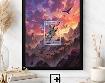 Art Display Frame for Tyranitar | Sunset Mountain Peak Gallery Showcase | Accessory for Pokémon TCG