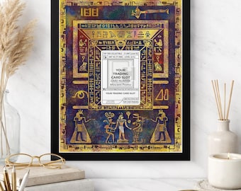 Ancient Relic Frame | Extended Promo Art Display | Egyptian Hieroglyph Theme | Golden Artifact Case | Magnetic Case PSA Slab | 8x10 5x7