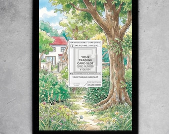 Countryside Garden Frame | Card 106 Art Display | Watercolor Neighborhood Theme | Lucky Cat Home Decor | Magnetic Case PSA Slab | 8x10 5x7