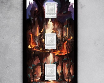 Triple Vertical Frame | Evolution Art Display | Volcanic Lava Cave Theme | Extended Art Display | Magnetic Case PSA Slab | 8.5x14 11x22