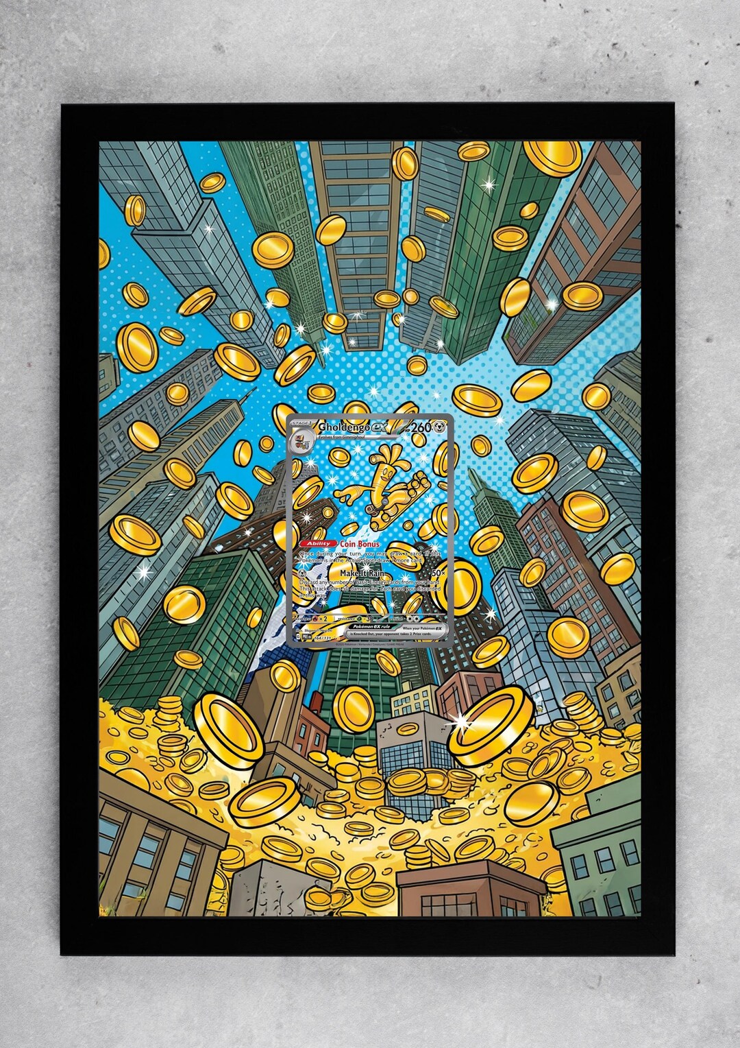 Golden Go Gholdengo EX Pokémon Art Print – 8x11(a4 Size) Display Frame for Raw ...