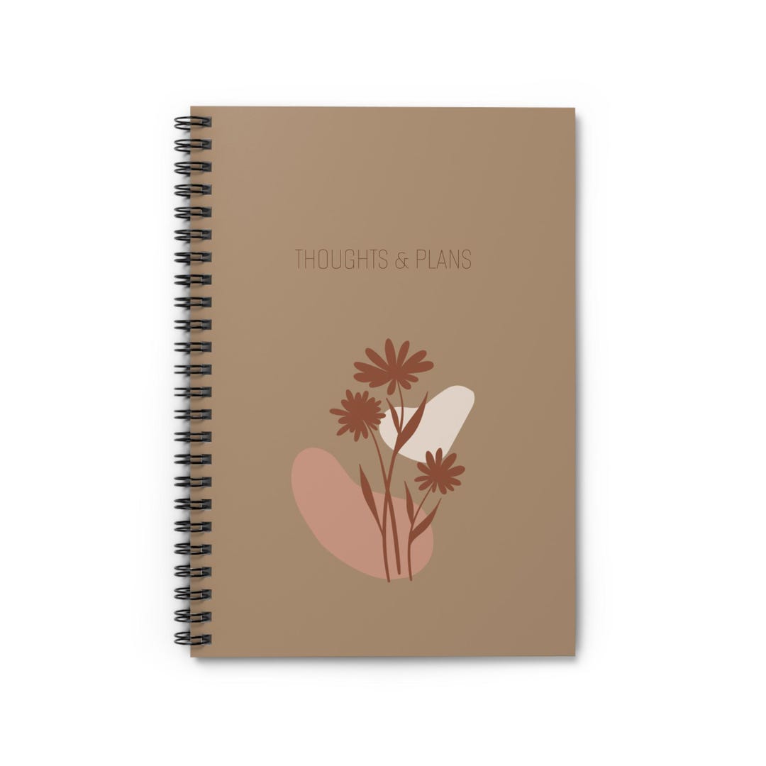 Thoughts & Plans Floral Doodle Spiral Notebook | Ruled Journal, Neutral ...