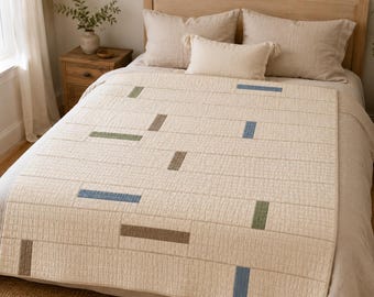 Modello di trapunta a griglia spezzata in PDF, guida moderna e minimalista per trapunte, tutorial per principianti di patchwork in stile cottage, modello di trapunta per neonati, download digitale