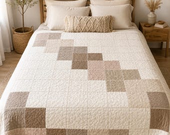 Beginner Quilt Pattern PDF, Modern Patchwork Quilt Pattern, Easy Throw Quilt, Baby Quilt Pattern, Cozy Steps Digital Download