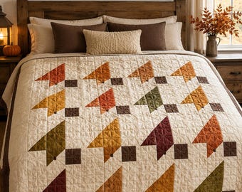 Modello PDF per trapunta con foglie cadenti, modello per trapunta autunnale per principianti, tutorial facile per trapunta con foglie, guida per trapunte patchwork autunnali