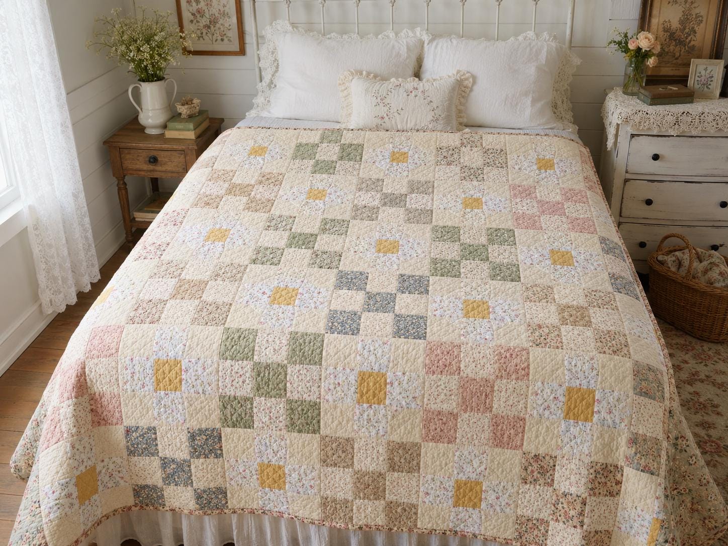 Daisy Chain Quilt Pattern PDF, Beginner Cottagecore Quilt Pattern, Easy ...
