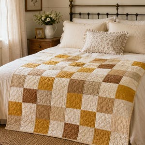 Honeycomb Patch Quilt Pattern PDF, Beginner Cottagecore Quilt Pattern, Easy Warm Patchwork Throw Quilt Guide, Farmhouse Quilt Tutorial