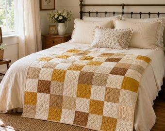 Modello PDF per trapunta a nido d'ape, modello per trapunta cottagecore per principianti, guida facile per realizzare una calda coperta patchwork, tutorial per trapunte in stile rustico