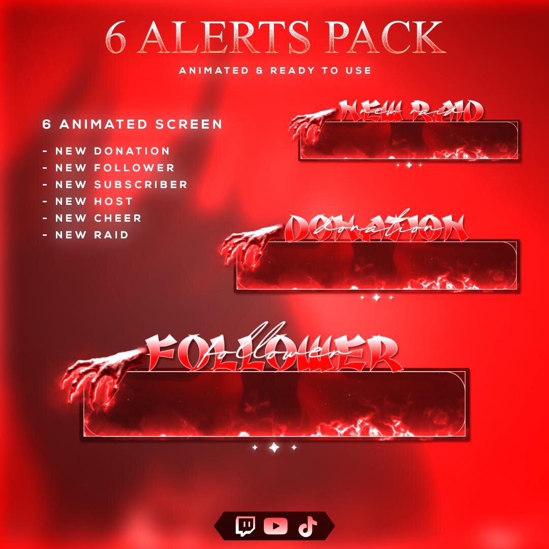 Animated Demon Stream Alerts Pack | Dark Fantasy Red Twitch Alerts ...