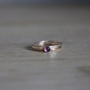 Amethyst ring stacking rings, February birthstone, Gold Amethyst stacking ring set 14k gold filled rings, for her, image 2