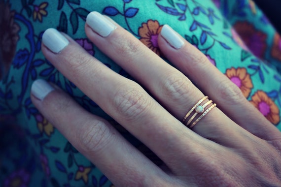 Opal ring set ∙ Gold rings ∙ Opal stacking ring set ∙ Set of three rings ∙  14k gold filled rings ∙ Gifts for her