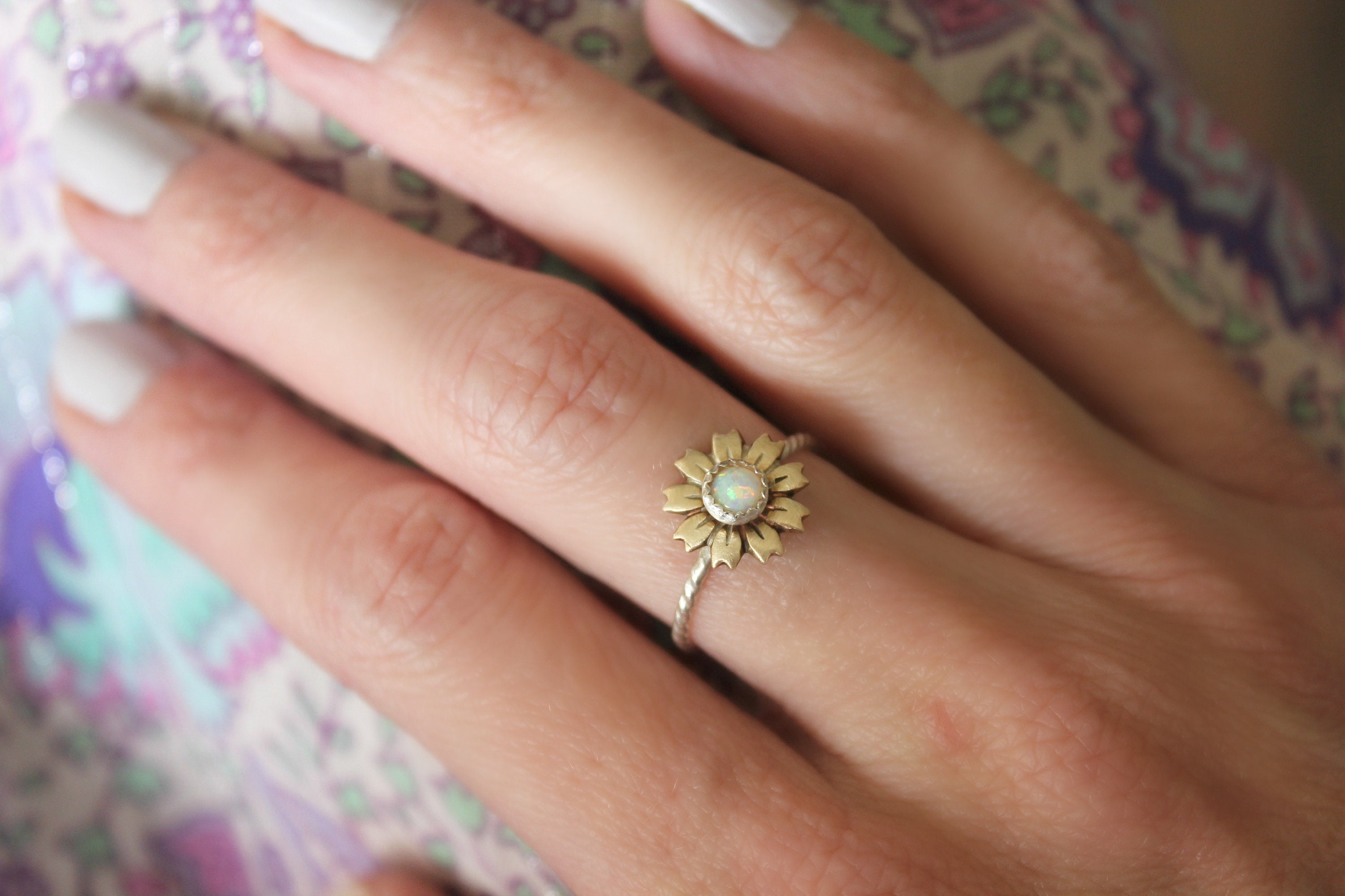 Sunflower opal ring deals