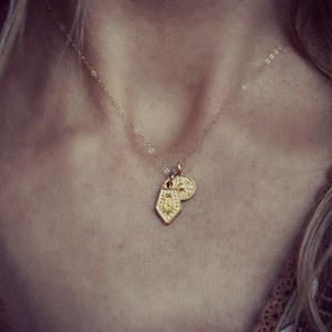 Gold charm necklace, gold filled chain, small gold necklace, simple gold necklace, layering necklace
