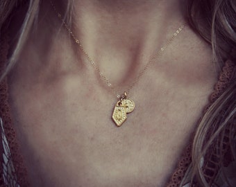 Gold charm necklace, gold filled chain, small gold necklace, simple gold necklace, layering necklace