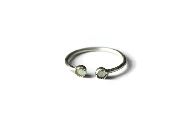 Opal ring, Sterling silver ring, stacking ring, midi ring, stackable ring, open ring, knuckle ring image 2
