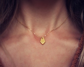 Gold charm necklace, gold filled chain, small gold necklace, simple gold necklace, layering necklace