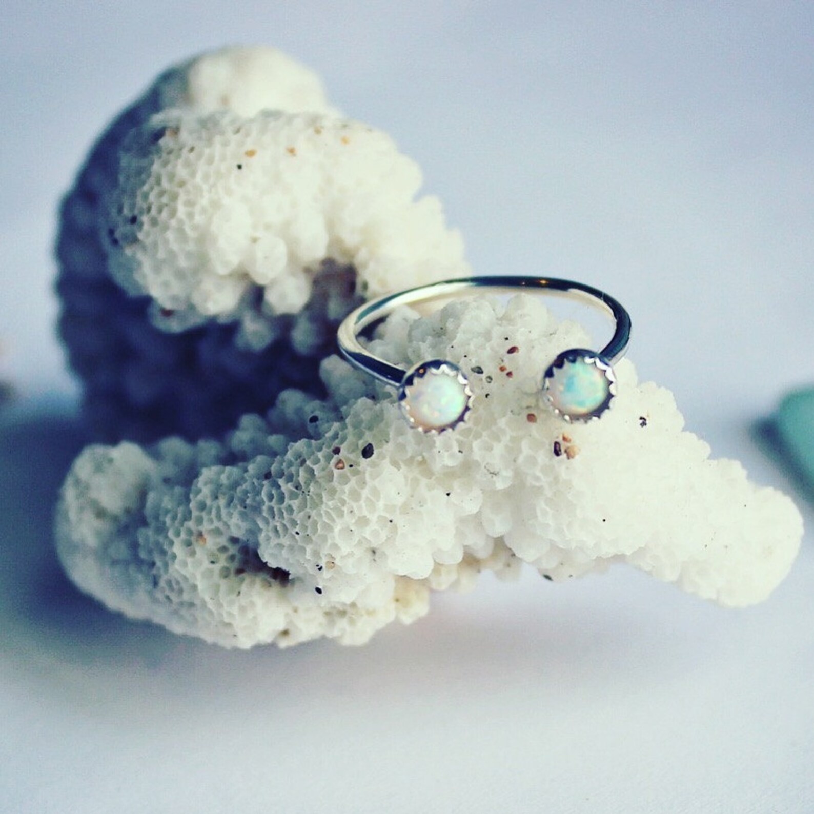 Opal Ring Sterling Silver Ring Stacking Ring Midi Ring Etsy