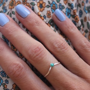 Turquoise ring, Silver ring, .925 sterling silver, birthstone ring, December birthstone jewelry, chevron stacking ring - midi rings